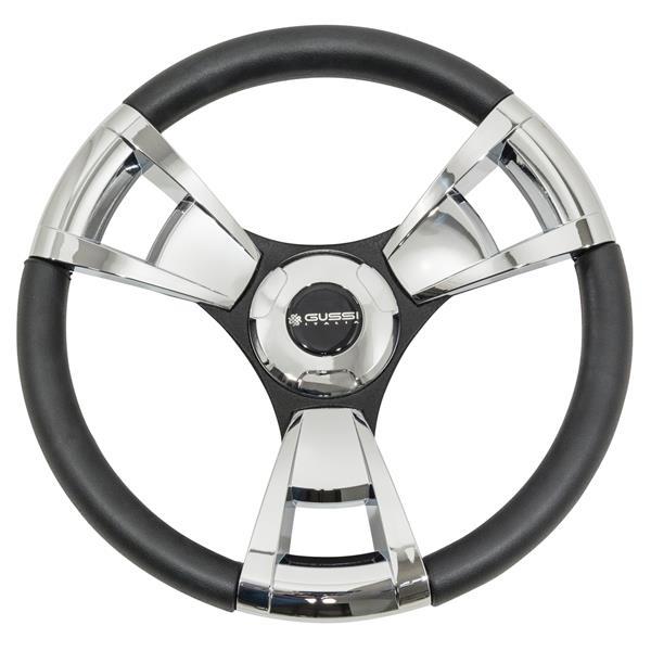 Gussi Italia Model 13 Black/Chrome Steering Wheel For Precedent, Tempo and Onward with Adapter (06-123) - Image 2