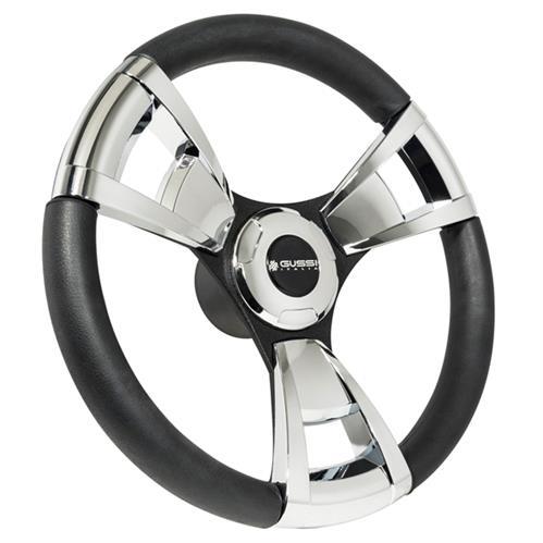 Gussi Italia Model 13 Black/Chrome Steering Wheel For Precedent, Tempo and Onward with Adapter (06-123)
