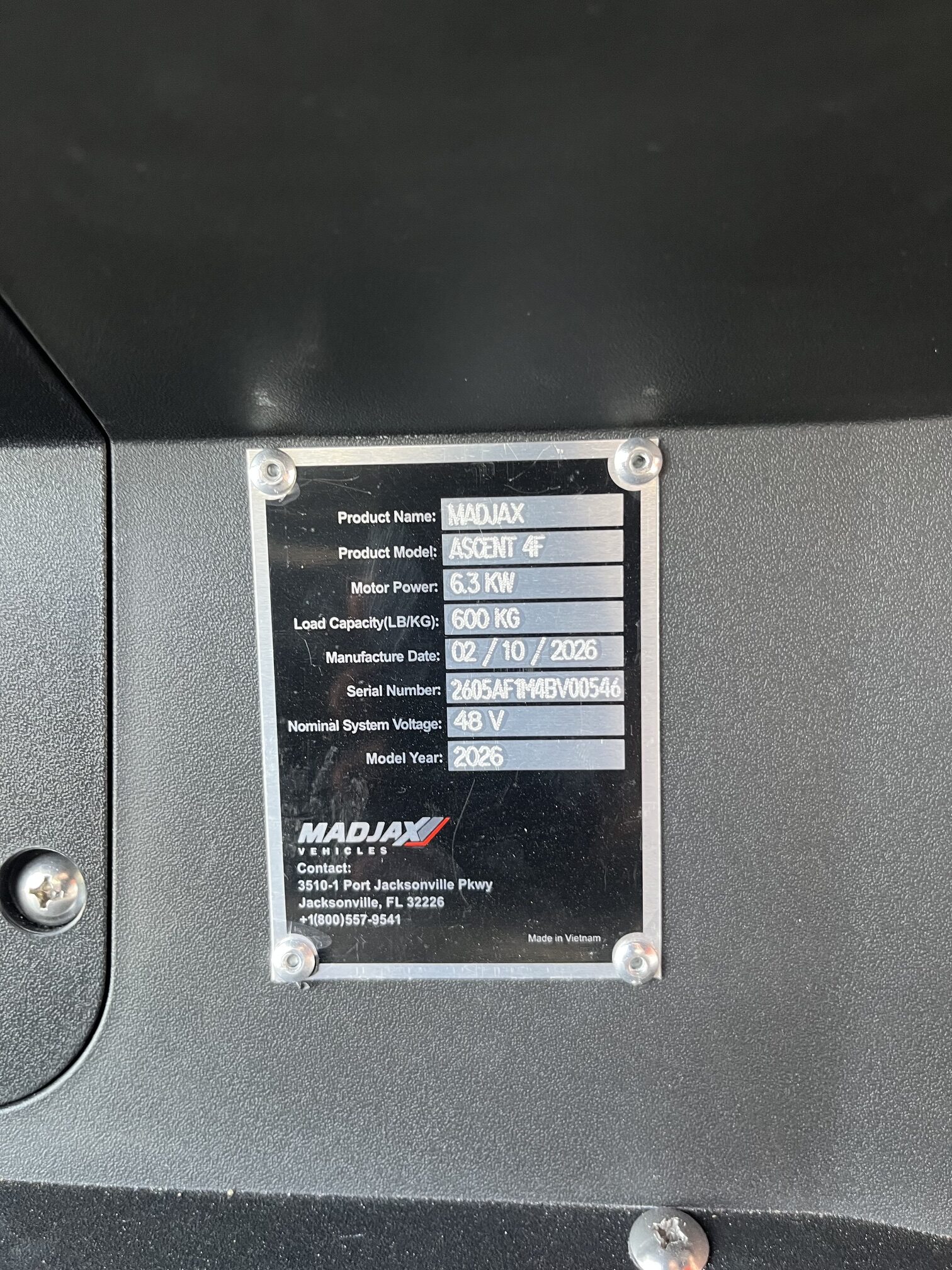 2026 Madjax Ascent 4 Forward Lithium Ion Golf Cart