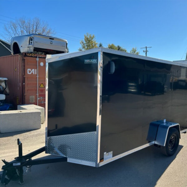 2024 Haulin Enclosed Trailer 6x12 Black with Ramp Door