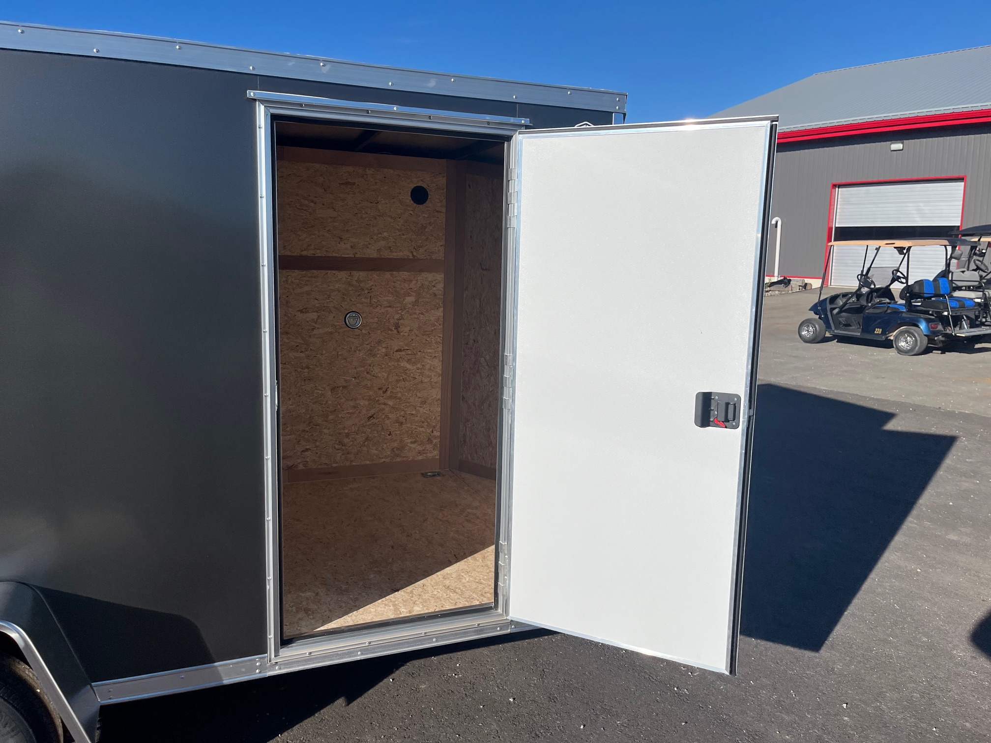 IMG_8414 2026 Haulin Enclosed Trailer Charcoal 6x12 Ramp Door